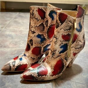 Chic Multicolor Snake Print Ankle Boots